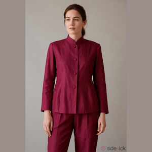 August Silk Vintage 100% Silk Pantsuit Raspberry Size 10